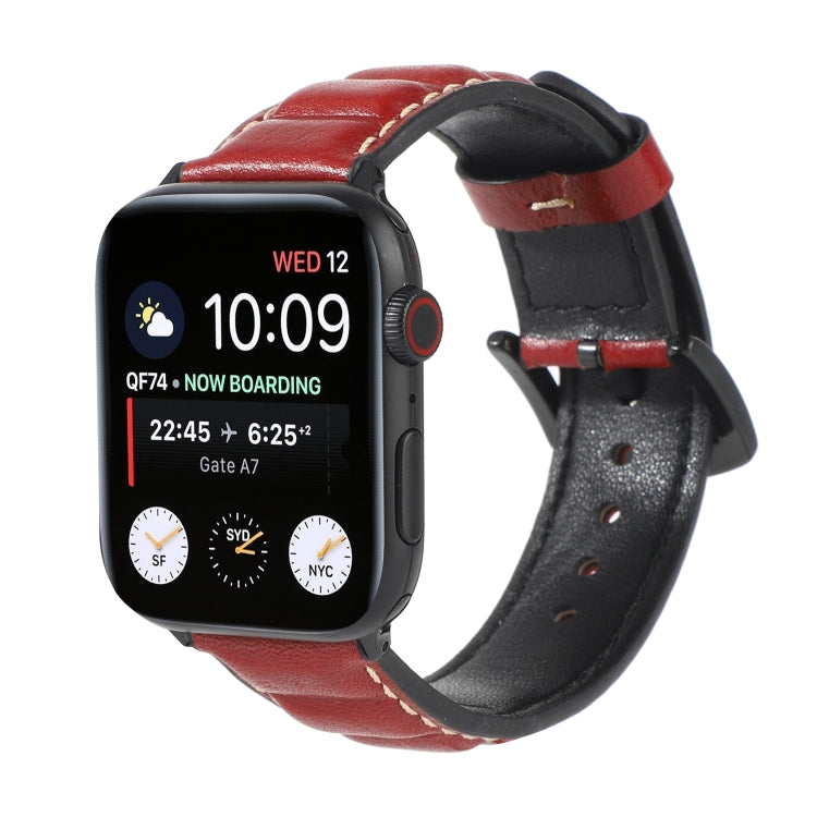 Rynx | Real Leather Watch Band for Apple Watch Series 7 41mm / 6 & SE & 5 & 4 40mm / 3 & 2 & 1 38mm (Red)