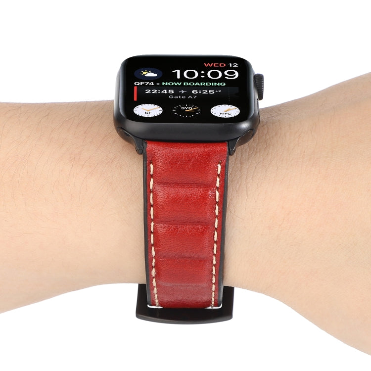 Rynx | Real Leather Watch Band for Apple Watch Series 7 41mm / 6 & SE & 5 & 4 40mm / 3 & 2 & 1 38mm (Red)