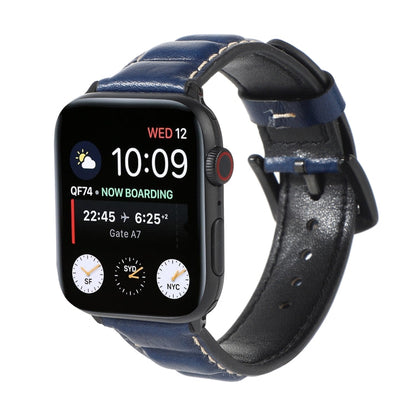 Rynx | Genuine Leather Watch Band for Apple Watch Series 7 45mm / 6 & SE & 5 & 4 44mm / 3 & 2 & 1 42mm (Blue)