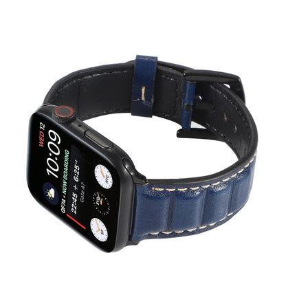 Rynx | Genuine Leather Watch Band for Apple Watch Series 7 45mm / 6 & SE & 5 & 4 44mm / 3 & 2 & 1 42mm (Blue)