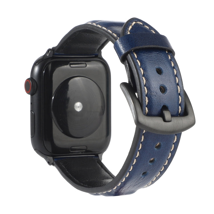 Rynx | Genuine Leather Watch Band for Apple Watch Series 7 45mm / 6 & SE & 5 & 4 44mm / 3 & 2 & 1 42mm (Blue)