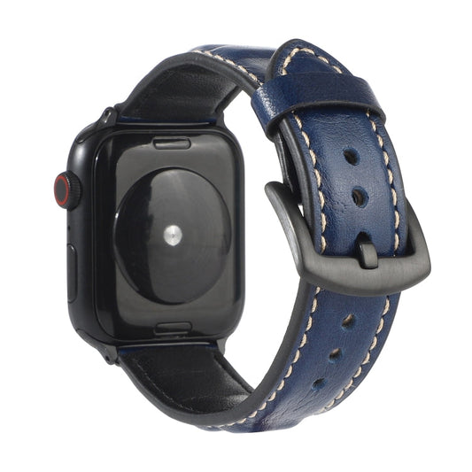 Rynx | Genuine Leather Watch Band for Apple Watch Series 7 45mm / 6 & SE & 5 & 4 44mm / 3 & 2 & 1 42mm (Blue)