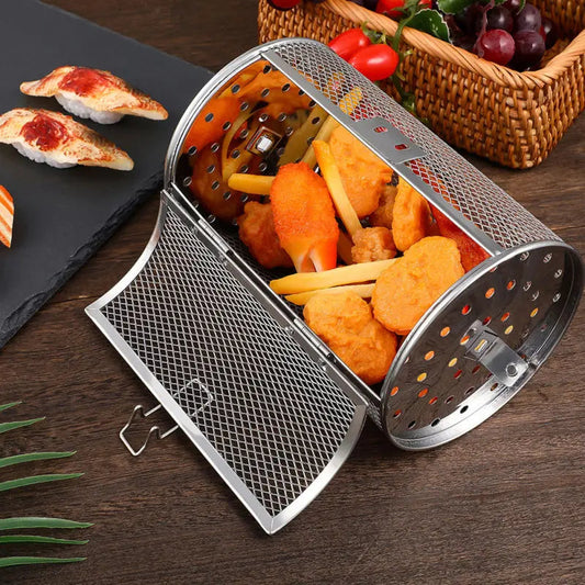 Rynx | Stainless Steel Redating Basket for the Grill – Even & Effortless Cooking