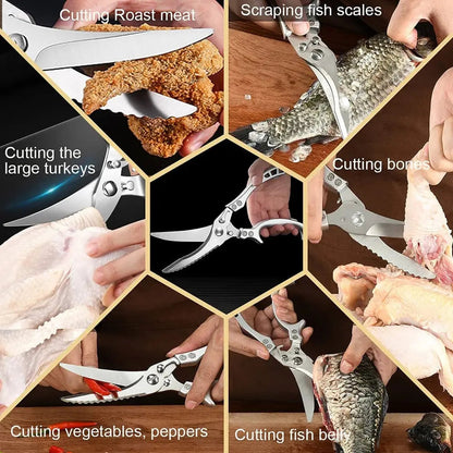 Rynx | Stainless Steel Poultry Shears Extra Strong – Cuts Bones, Meat & Fish