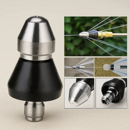 Rynx | Stainless Steel Pipe Cleaning Nozzle with High Pressure Water Jets