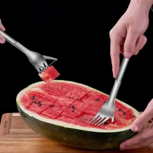 Rynx | Stainless Steel Watermelon Cube Cutter & Serving Fork