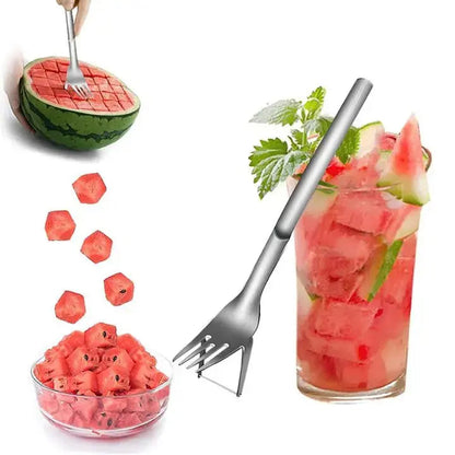 Rynx | Stainless Steel Watermelon Cube Cutter & Serving Fork