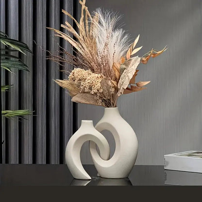 Rynx | Unique Round Hollow 2-in-1 Nordic Ceramic Vase