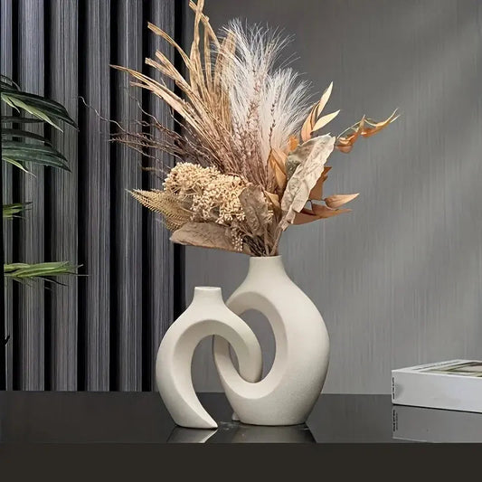 Rynx | Unique Round Hollow 2-in-1 Nordic Ceramic Vase