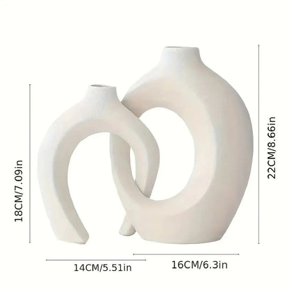 Rynx | Unique Round Hollow 2-in-1 Nordic Ceramic Vase