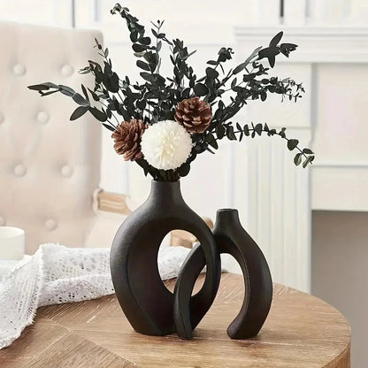 Rynx | Unique Round Hollow 2-in-1 Nordic Ceramic Vase