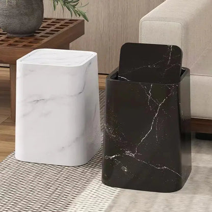 Rynx | Elegant trash can in marble design with swing lid
