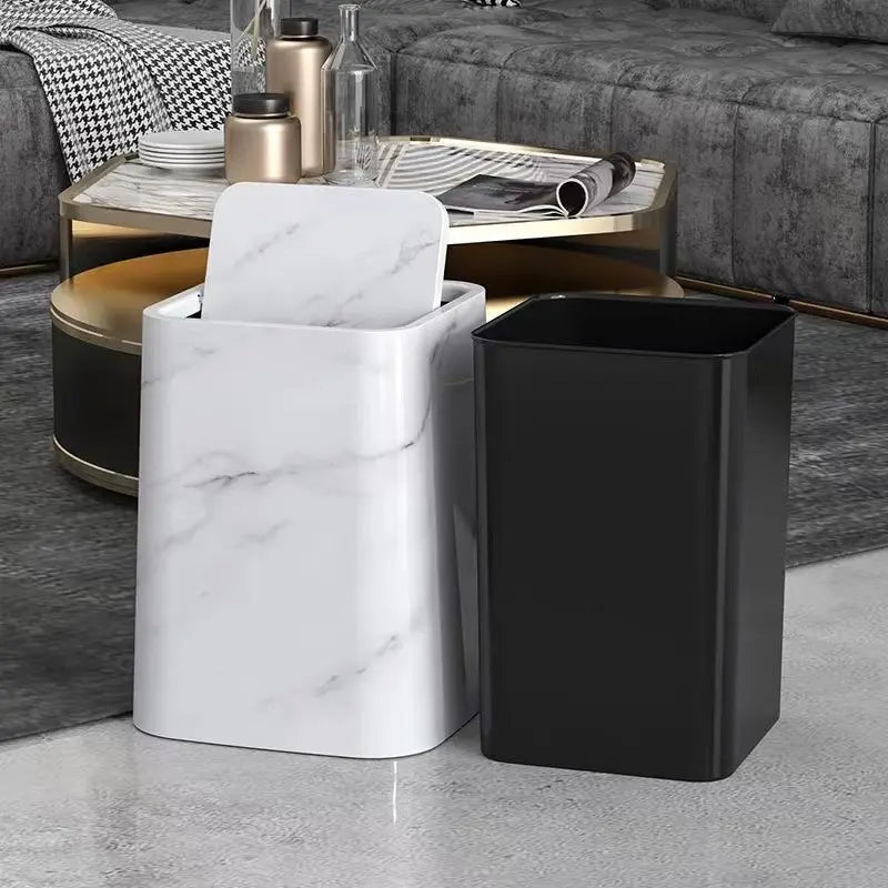 Rynx | Elegant trash can in marble design with swing lid