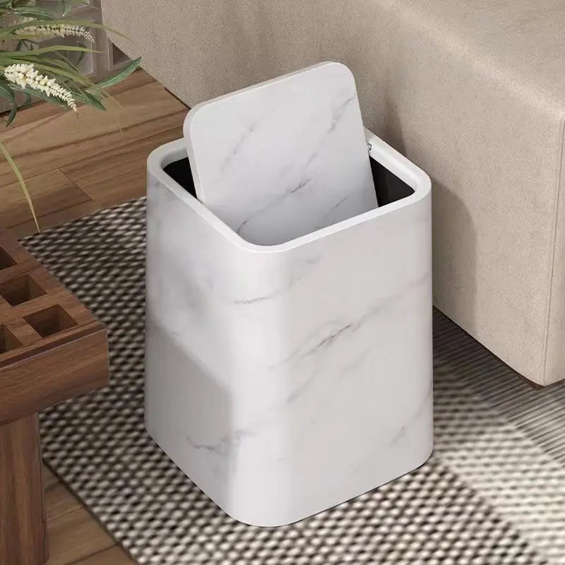 Rynx | Elegant trash can in marble design with swing lid