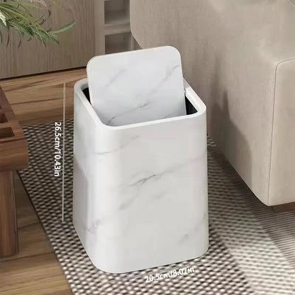 Rynx | Elegant trash can in marble design with swing lid