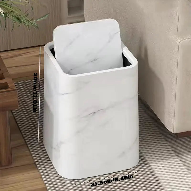 Rynx | Elegant trash can in marble design with swing lid
