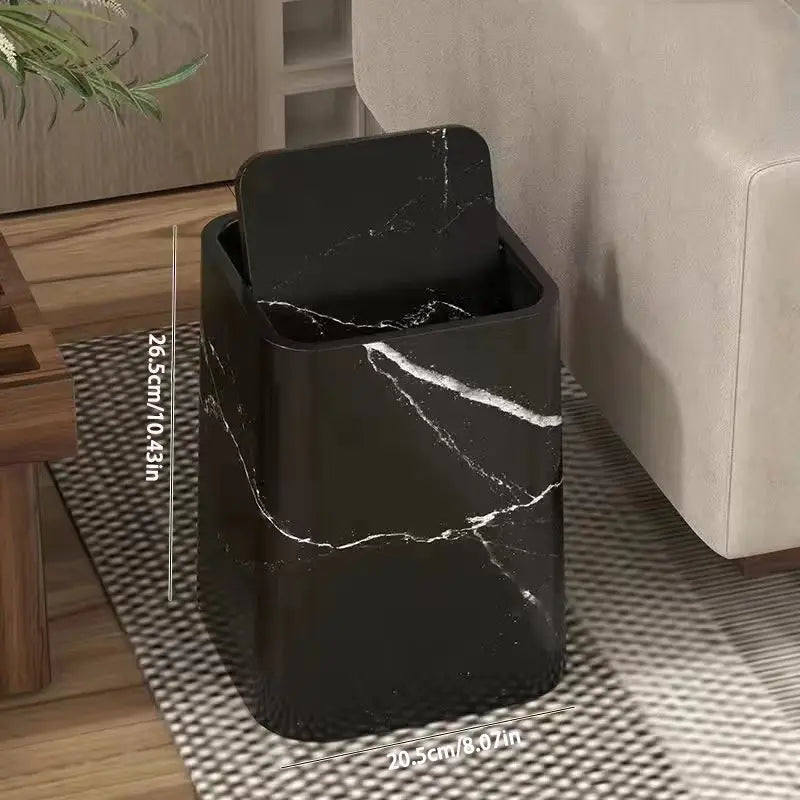 Rynx | Elegant trash can in marble design with swing lid