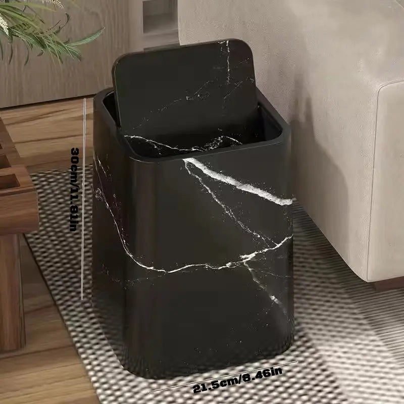 Rynx | Elegant trash can in marble design with swing lid