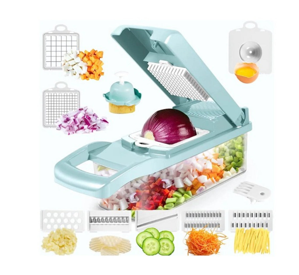 Rynx | Multifunctional Vegetable Slicer Grater Cutting Device with Draining Basket Potato Chopper Grater Stainless Steel Accessories Gray