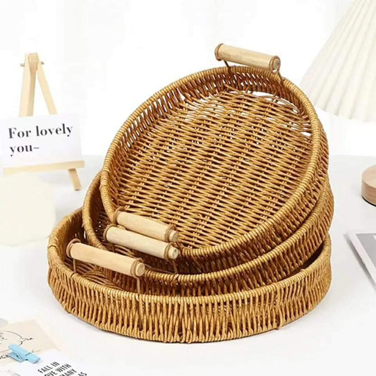 Rynx | 3 Piece Round Rattan Trays