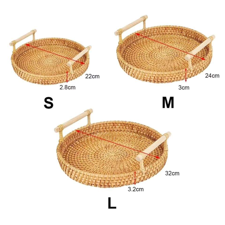 Rynx | 3 Piece Round Rattan Trays