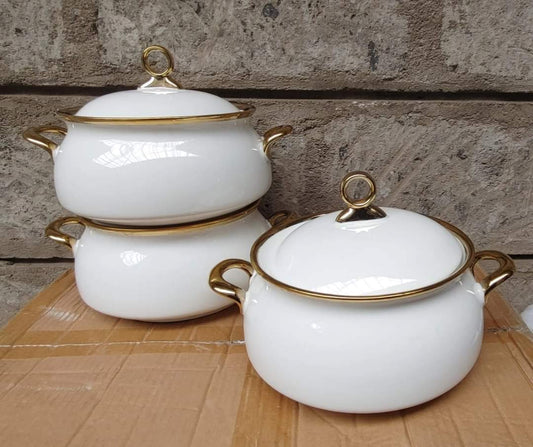 Rynx | 3 Piece Gold Ceramic Serving Bowls