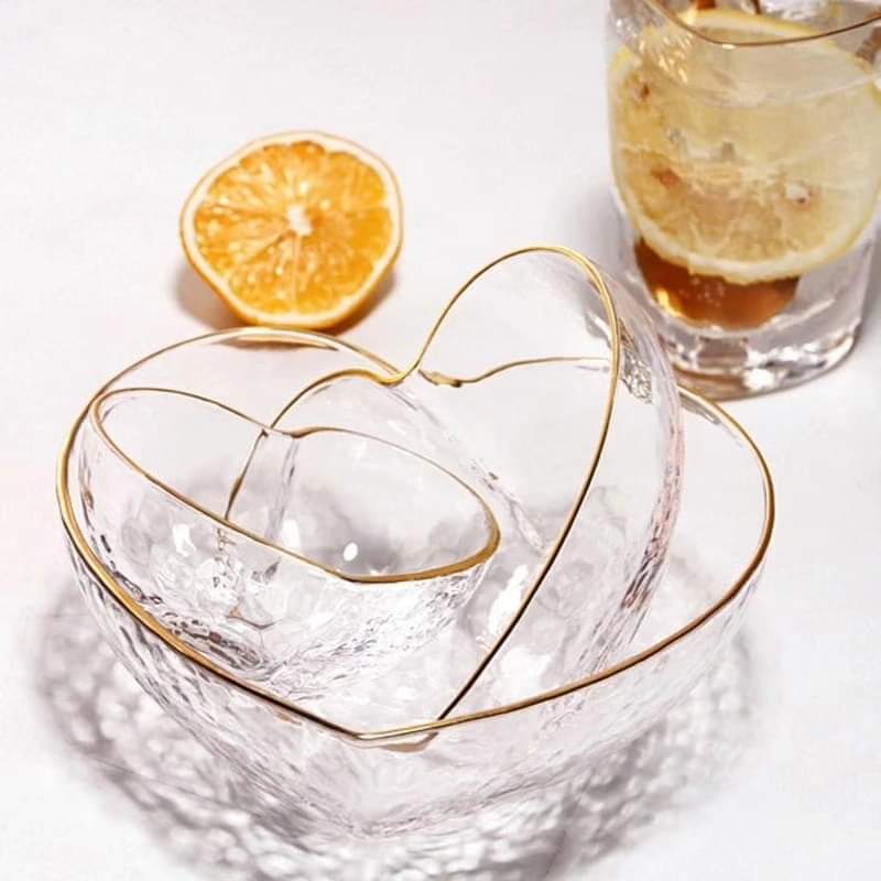 Rynx | 3-piece heart-shaped glass dish