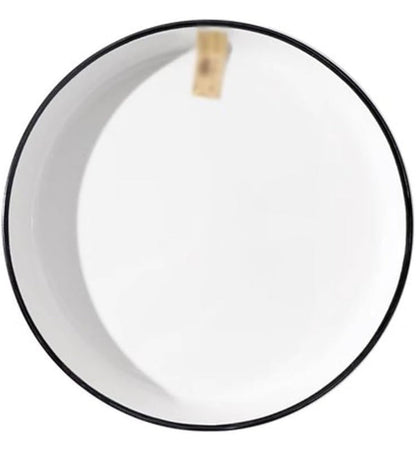 Rynx | Dining Plate Plate Household Ceramic Vertical Pattern Chinese Dining Plate Set Creative Personalized Deep Soup Plate Microwave Safe Salad Plates Set of 6