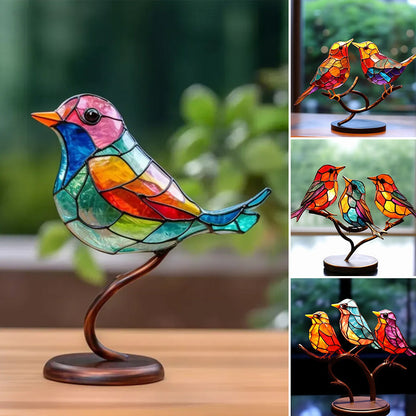 Rynx | VöGel On Branches Colored Acrylic Ornaments, Double-Sided Multicolored Style