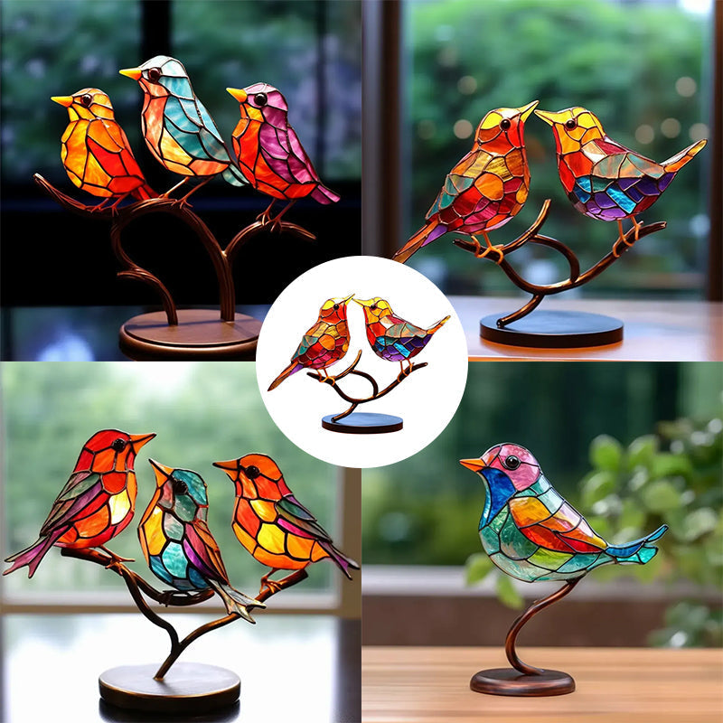 Rynx | VöGel On Branches Colored Acrylic Ornaments, Double-Sided Multicolored Style
