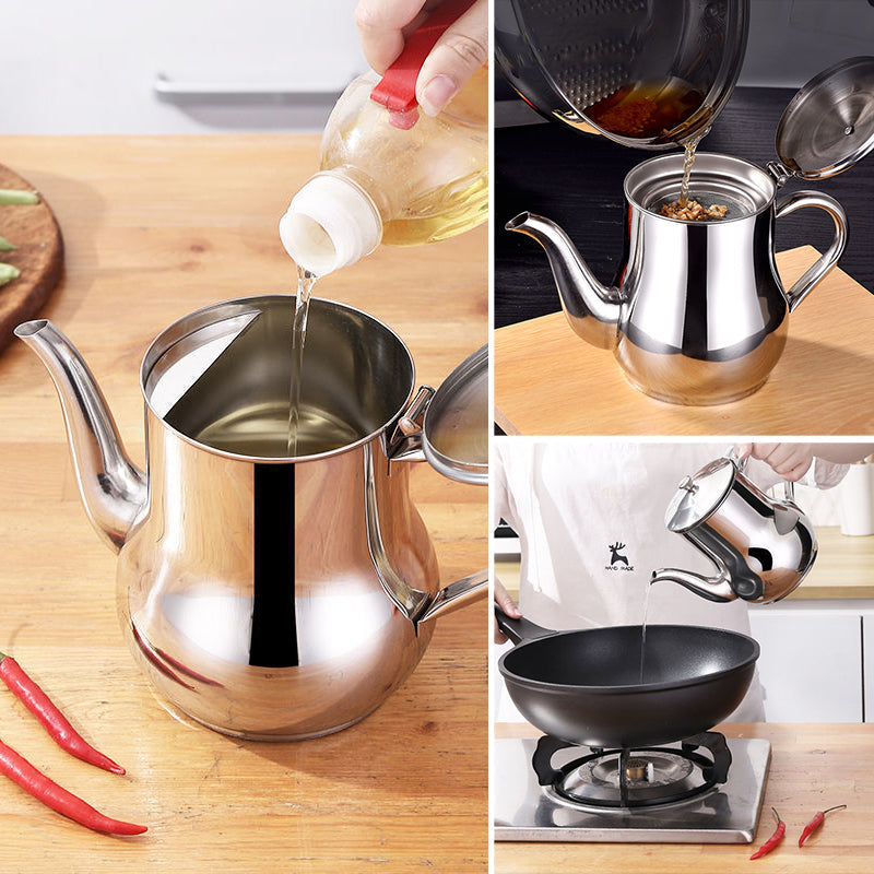 Rynx | Stainless Steel Oil Dispenser, Oil Dispenser with Removable Filter