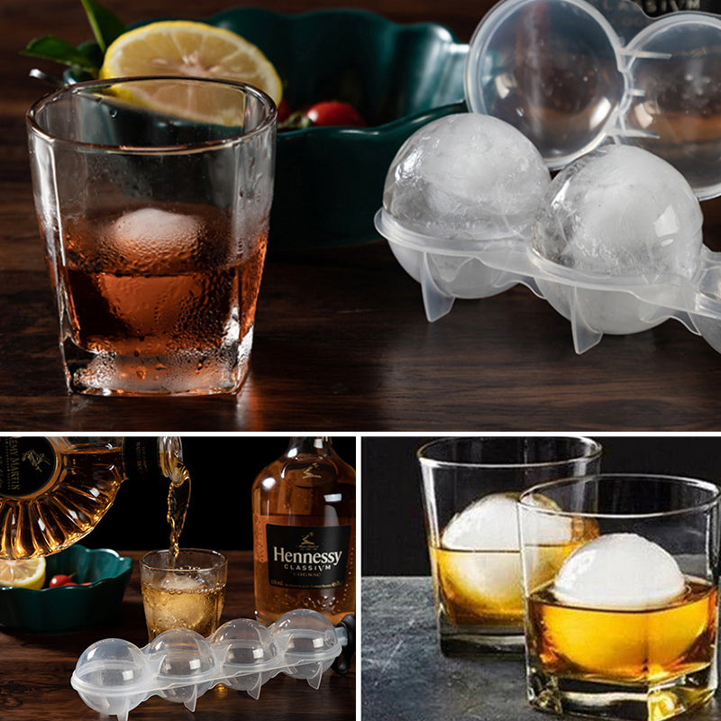 Rynx | Round Cylindrical Ice Ball Maker - 4 Perfect Refreshing Ice Sphere Cubes