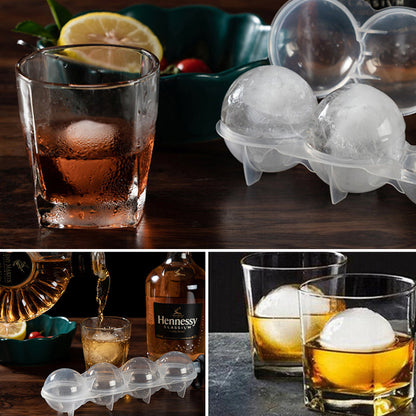 Rynx | Round Cylindrical Ice Ball Maker - 4 Perfect Refreshing Ice Sphere Cubes