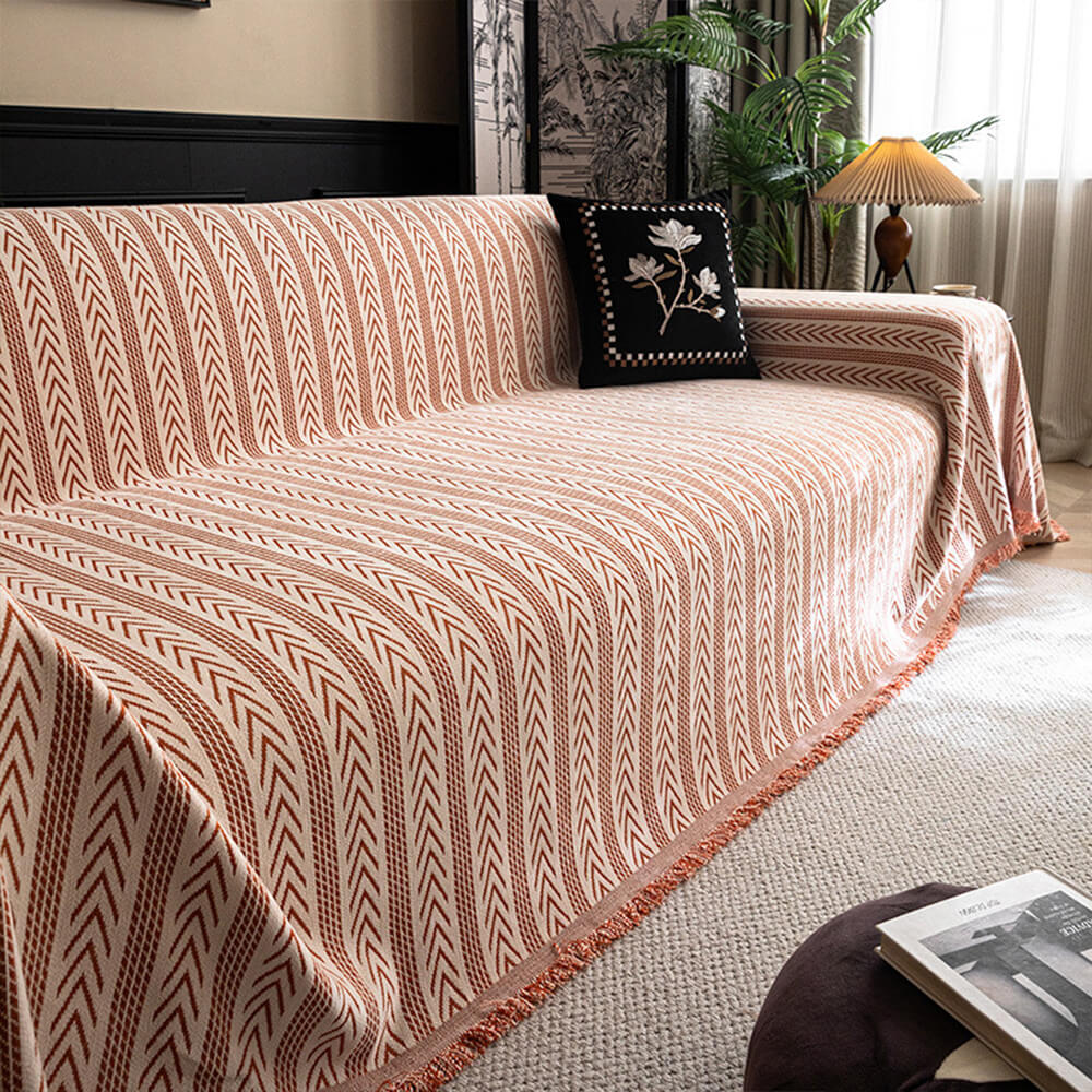 RYNX | Tassel Chenille Couch Cover Orange 70.9*70.9 in(1 pc)
