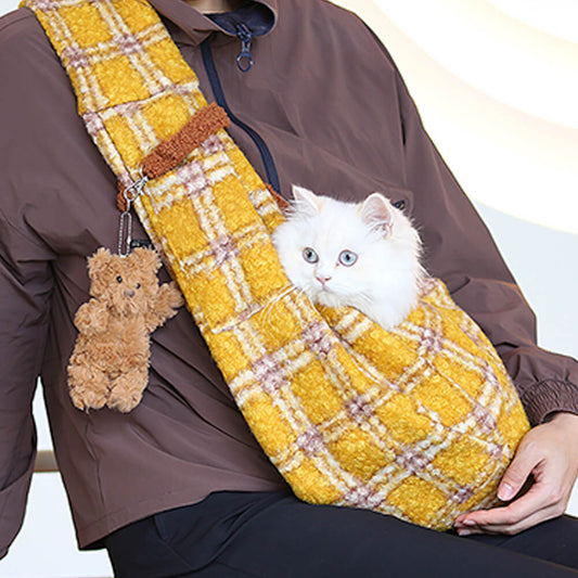 RYNX | Plaid Secure Pocket Dog & Cat Shoulder Carrier Bag