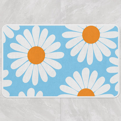 Rynx | White Daisy Green Bath Mat, Flower Bathroom Rug, Floral Soft Plush Water-Absorbent Multiple Sizes Floral Non-Slip Toilet Mat, Soft Thick Bathroom Rug, Artificial Bathroom Mats, Best Bath Mats, Hot Shower Mat Non-Slip, Toilet Rug
