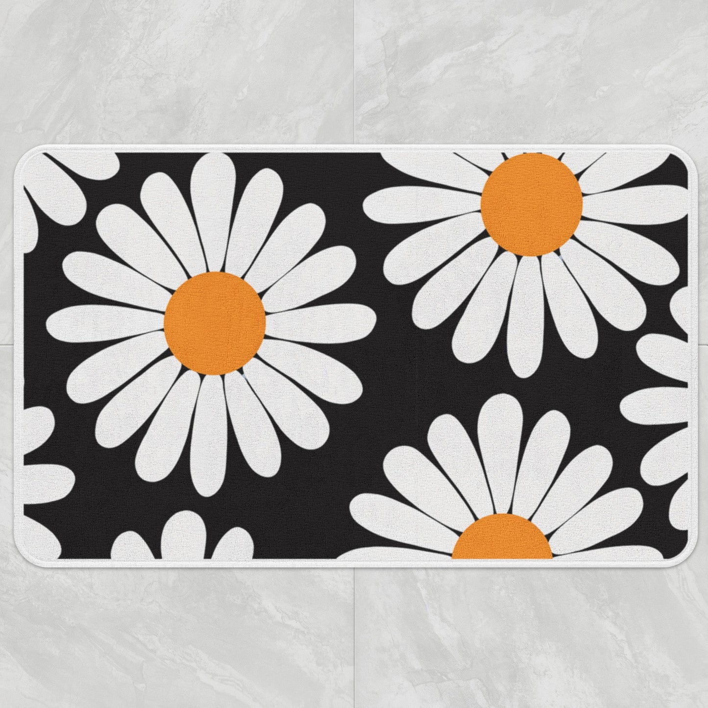 Rynx | White Daisy Green Bath Mat, Flower Bathroom Rug, Floral Soft Plush Water-Absorbent Multiple Sizes Floral Non-Slip Toilet Mat, Soft Thick Bathroom Rug, Artificial Bathroom Mats, Best Bath Mats, Hot Shower Mat Non-Slip, Toilet Rug