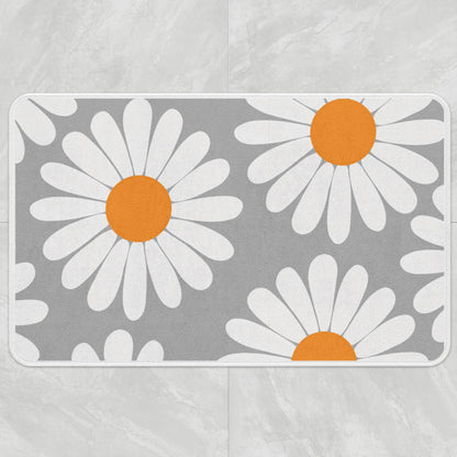 Rynx | White Daisy Green Bath Mat, Flower Bathroom Rug, Floral Soft Plush Water-Absorbent Multiple Sizes Floral Non-Slip Toilet Mat, Soft Thick Bathroom Rug, Artificial Bathroom Mats, Best Bath Mats, Hot Shower Mat Non-Slip, Toilet Rug
