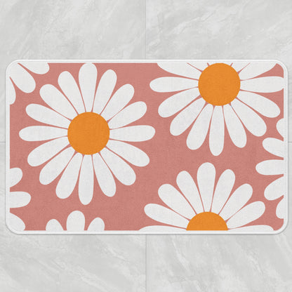 Rynx | White Daisy Green Bath Mat, Flower Bathroom Rug, Floral Soft Plush Water-Absorbent Multiple Sizes Floral Non-Slip Toilet Mat, Soft Thick Bathroom Rug, Artificial Bathroom Mats, Best Bath Mats, Hot Shower Mat Non-Slip, Toilet Rug