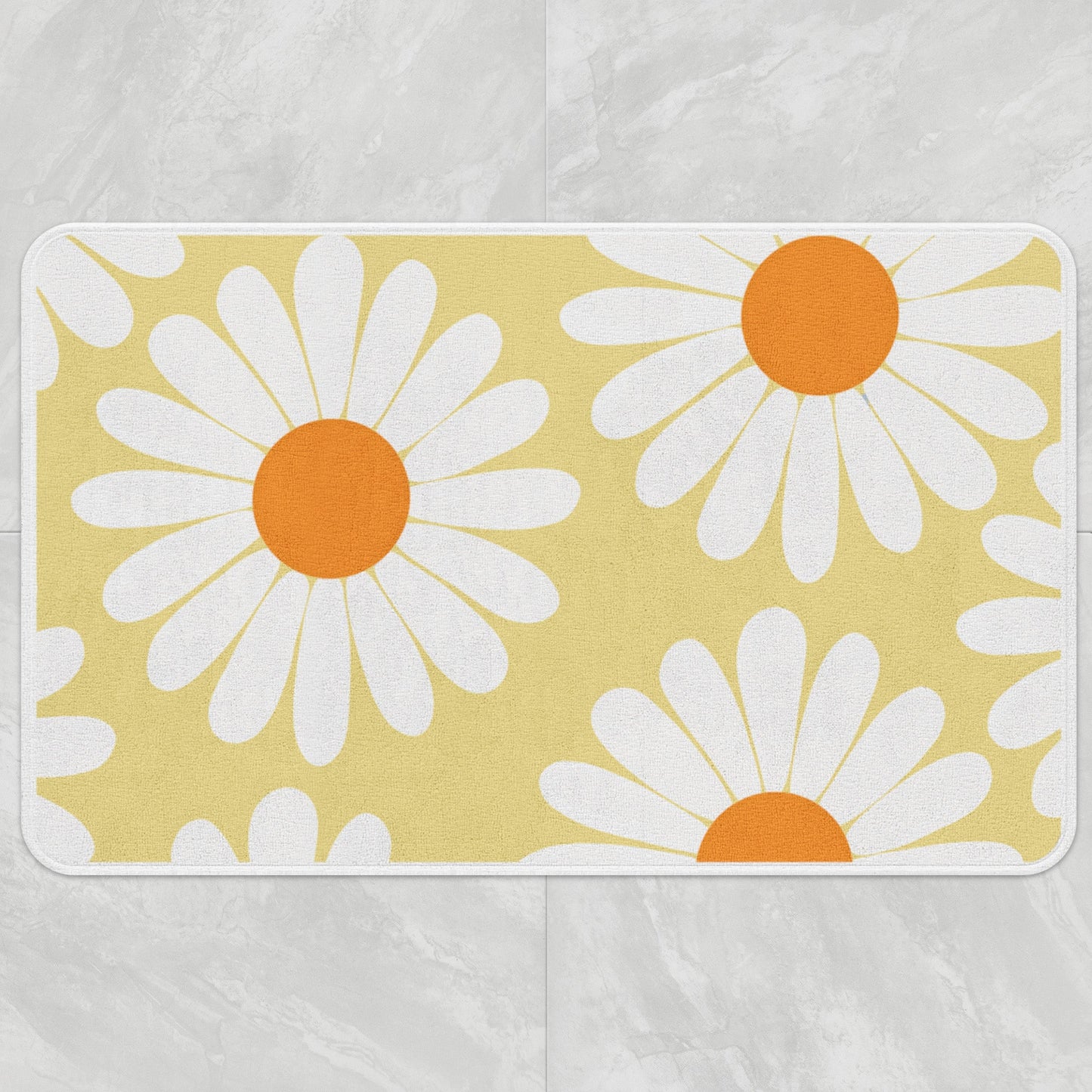 Rynx | White Daisy Green Bath Mat, Flower Bathroom Rug, Floral Soft Plush Water-Absorbent Multiple Sizes Floral Non-Slip Toilet Mat, Soft Thick Bathroom Rug, Artificial Bathroom Mats, Best Bath Mats, Hot Shower Mat Non-Slip, Toilet Rug