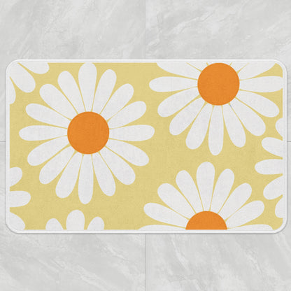 Rynx | White Daisy Green Bath Mat, Flower Bathroom Rug, Floral Soft Plush Water-Absorbent Multiple Sizes Floral Non-Slip Toilet Mat, Soft Thick Bathroom Rug, Artificial Bathroom Mats, Best Bath Mats, Hot Shower Mat Non-Slip, Toilet Rug