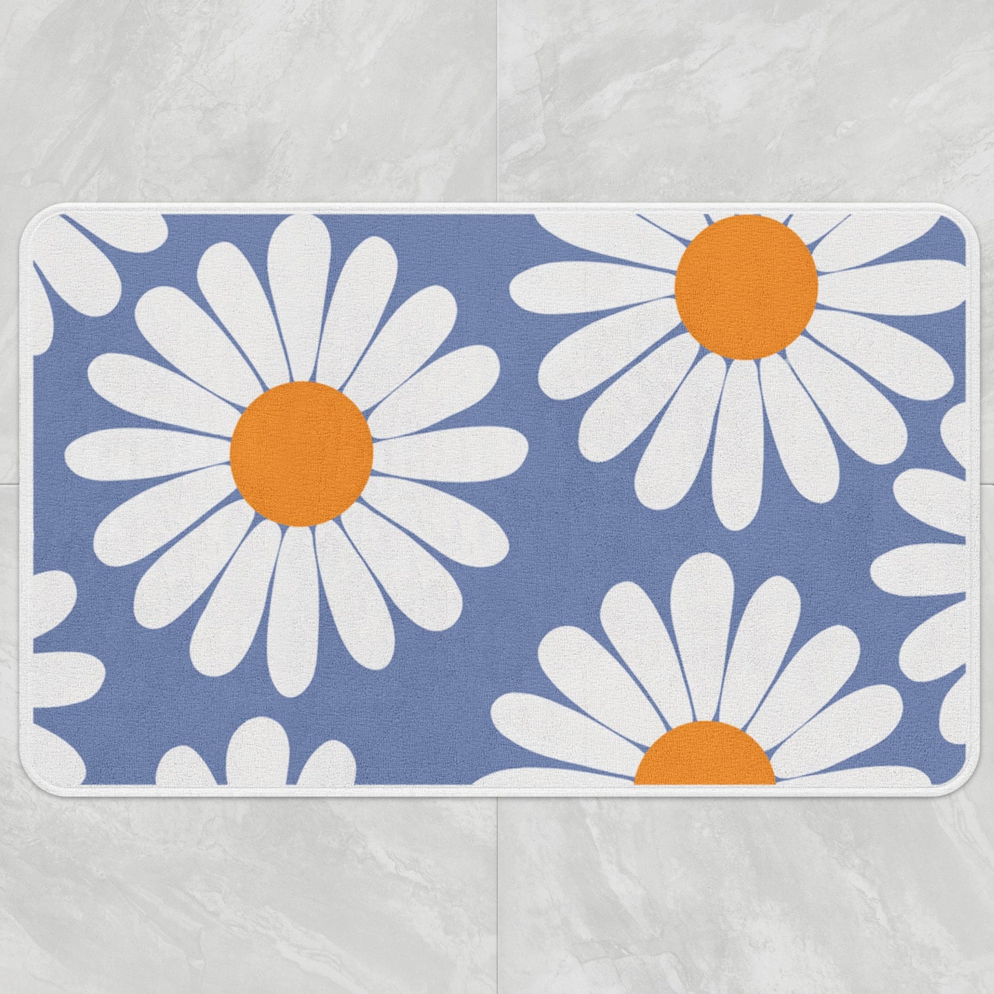 Rynx | White Daisy Green Bath Mat, Flower Bathroom Rug, Floral Soft Plush Water-Absorbent Multiple Sizes Floral Non-Slip Toilet Mat, Soft Thick Bathroom Rug, Artificial Bathroom Mats, Best Bath Mats, Hot Shower Mat Non-Slip, Toilet Rug