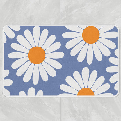 Rynx | White Daisy Green Bath Mat, Flower Bathroom Rug, Floral Soft Plush Water-Absorbent Multiple Sizes Floral Non-Slip Toilet Mat, Soft Thick Bathroom Rug, Artificial Bathroom Mats, Best Bath Mats, Hot Shower Mat Non-Slip, Toilet Rug