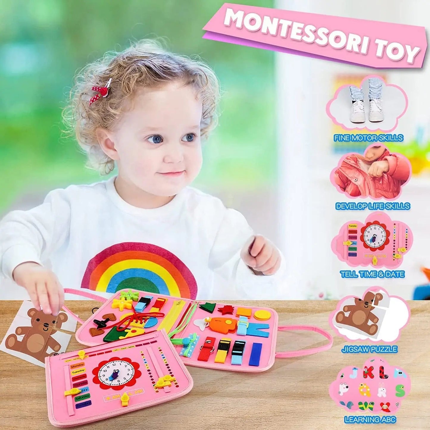 Rynx | Felt Learning Board Busy Board – Montessori Toy for Skill Development