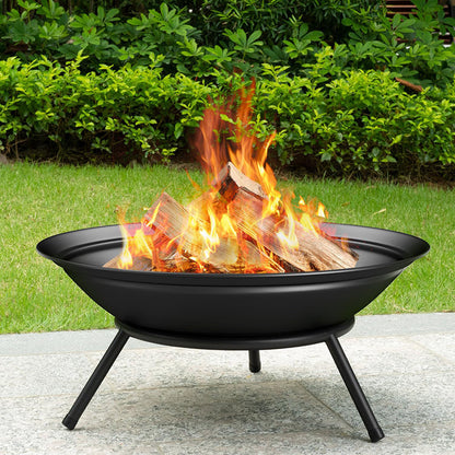 Rynx | Heavy Duty Metal Grate Fire Pit Wood Burning Fire Bowl 22.6in with Fireplace Extra Deep Large Round Outside Backyard Deck Camping