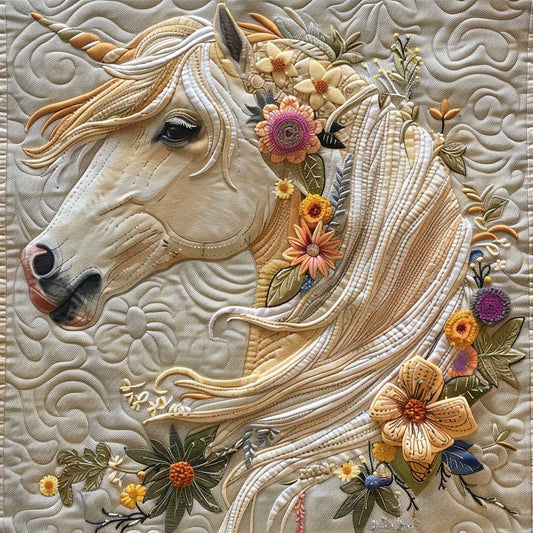 Rynx | Flower Beige Horse Quilted Blanket