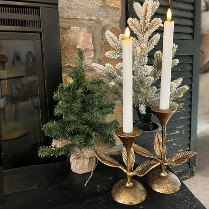 Rynx | Blooming Florals Antique Gold Candle Holder, Set of 2