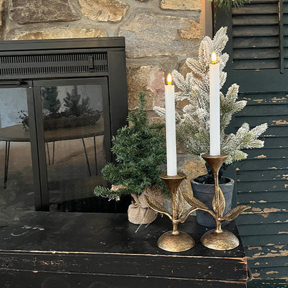 Rynx | Blooming Florals Antique Gold Candle Holder, Set of 2