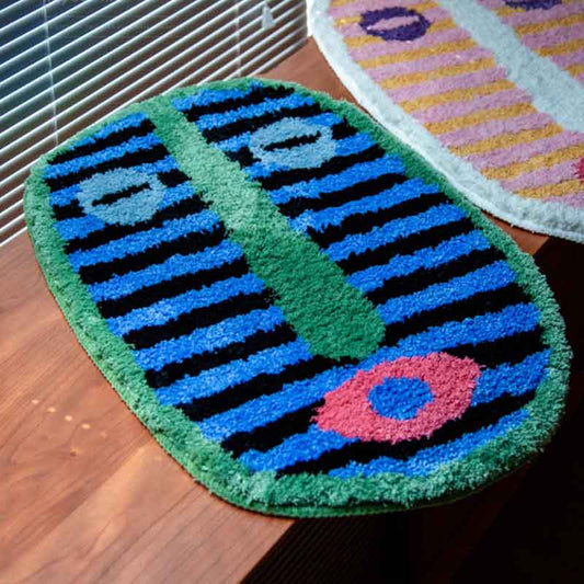 Rynx | Funny blue striped face bath mat