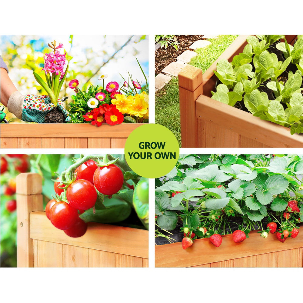 RYNX | Raised Wooden Planters Outdoor Box Vegetables 90X30X33Cm